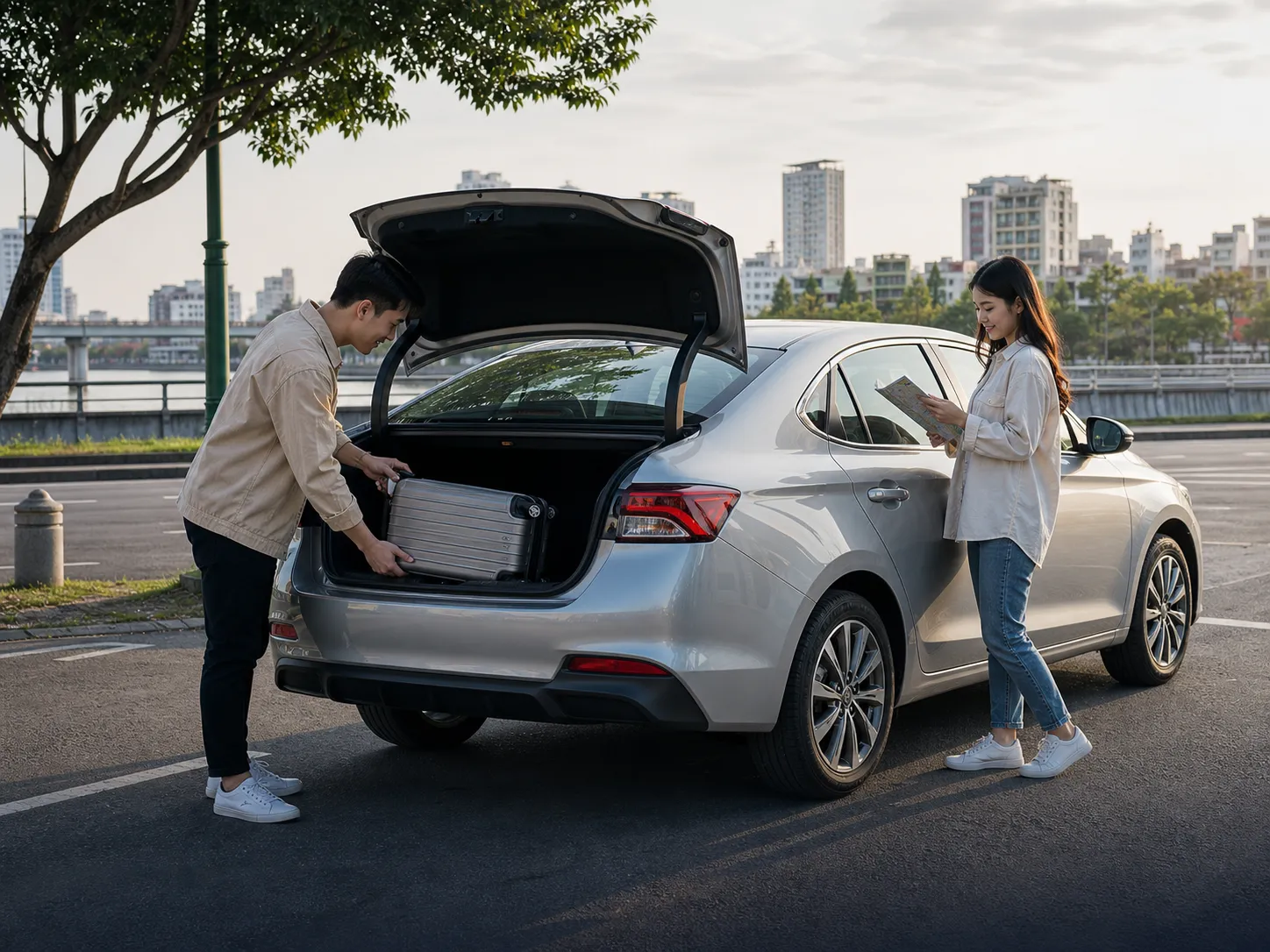 Sedan 5 chỗ chuẩn bị cho hành trình trong thành phố